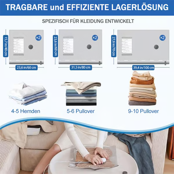 Vacuum Storage Bags 6 Pack – Airtight Space Saver Bags for Clothes, Comforters & Bedding | Reusable | USB Pump Compatible