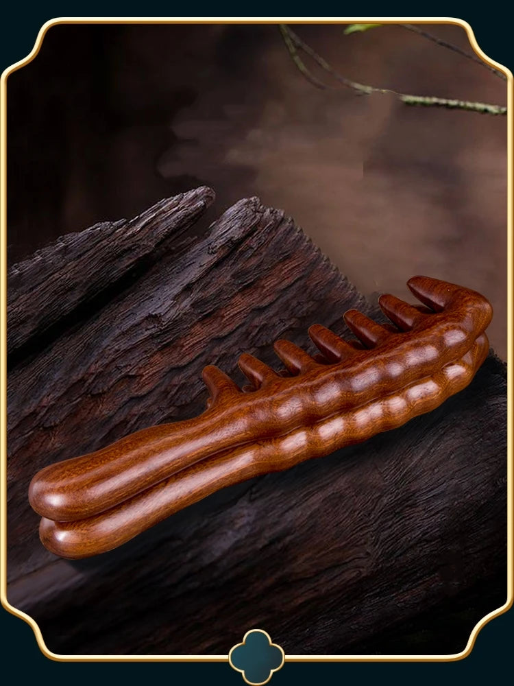 Handmade Red Sandalwood Massage Comb – Natural Wooden Scalp, Head & Foot Massager Tool