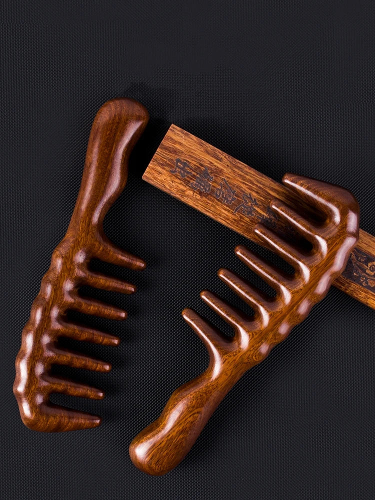 Handmade Red Sandalwood Massage Comb – Natural Wooden Scalp, Head & Foot Massager Tool