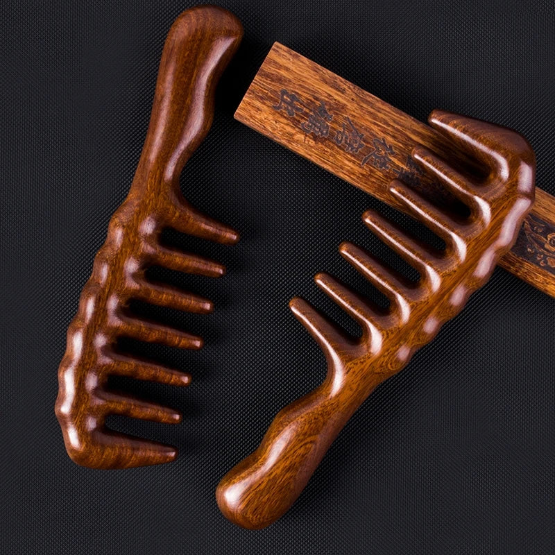 Handmade Red Sandalwood Massage Comb – Natural Wooden Scalp, Head & Foot Massager Tool
