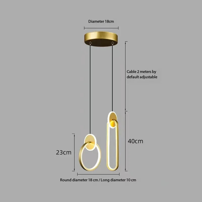 Modern Acrylic LED Ceiling Light | Pendant Chandelier for Living Room, Bedroom & Dining Room | Gold Black Minimalist Design