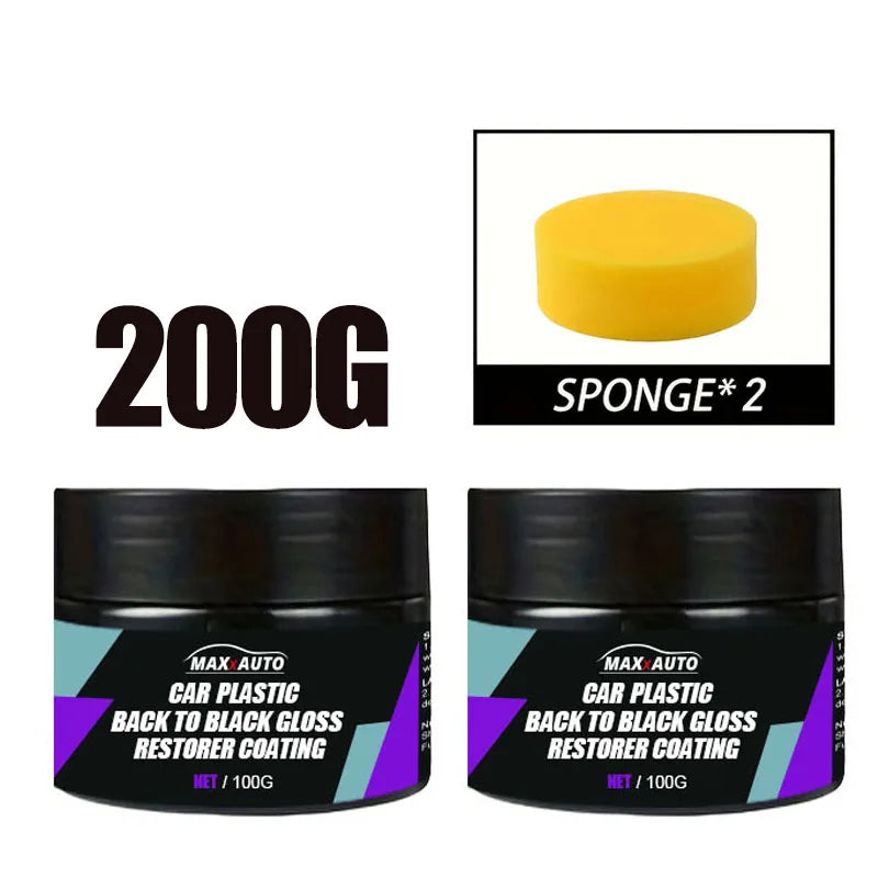 Car Plastic & Interior Restorer – Back-to-Black Gloss Wax for Leather, Panels & Trim