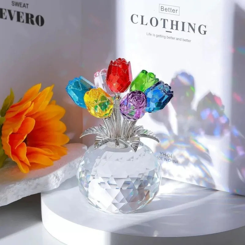 Crystal Rose Figurine in Vase