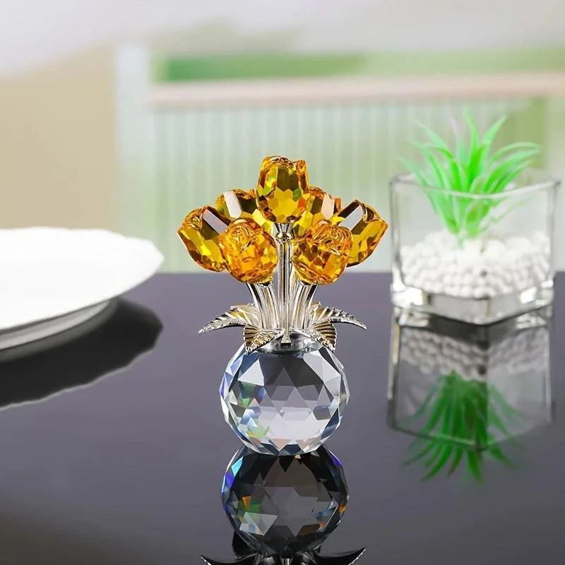 Crystal Rose Figurine in Vase