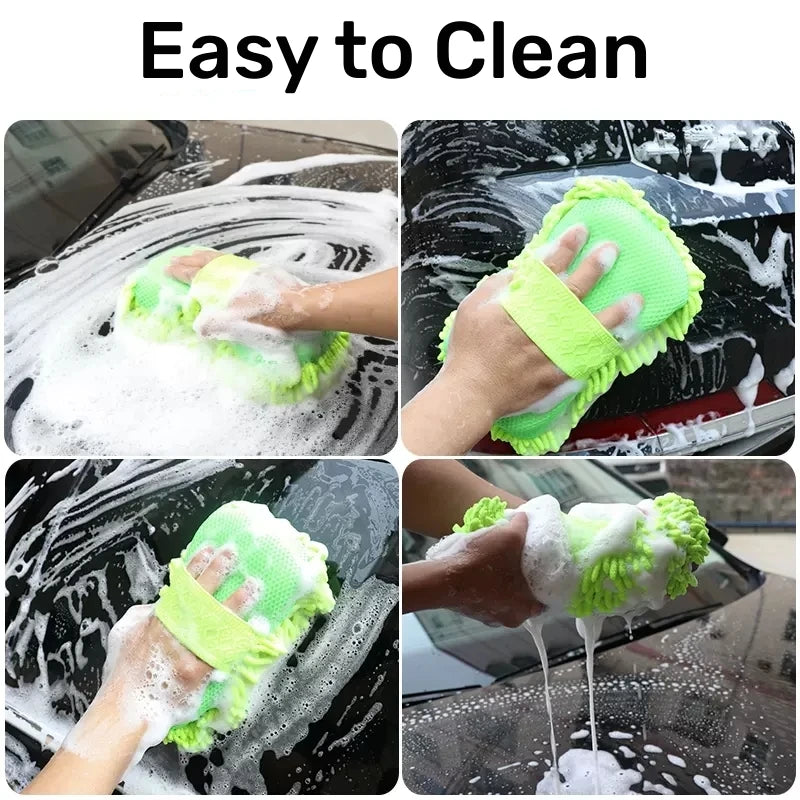 Microfiber Car Cleaning Kit – Wash Sponges, Towels & Detailing Gloves
