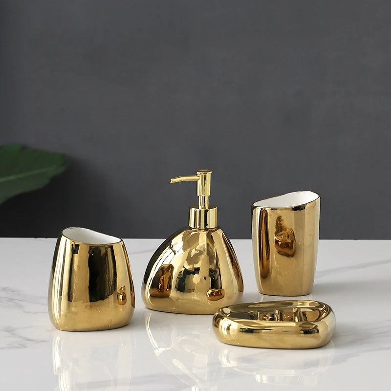 Modern Ceramic 5-Piece Bathroom Set – Dispenser, Tumbler, Toothbrush Holder & Soap Dish