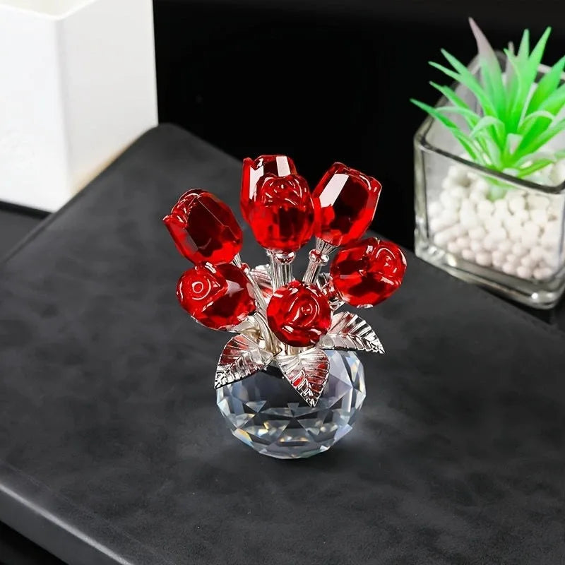 Crystal Rose Figurine in Vase