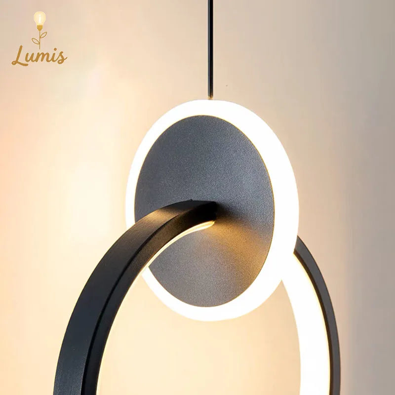 Modern Acrylic LED Ceiling Light | Pendant Chandelier for Living Room, Bedroom & Dining Room | Gold Black Minimalist Design