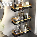 Wall-Mounted Bathroom & Kitchen Floating Shelf – No-Drill Aluminum Shower Corner Caddy Organizer