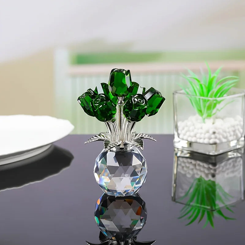 Crystal Rose Figurine in Vase