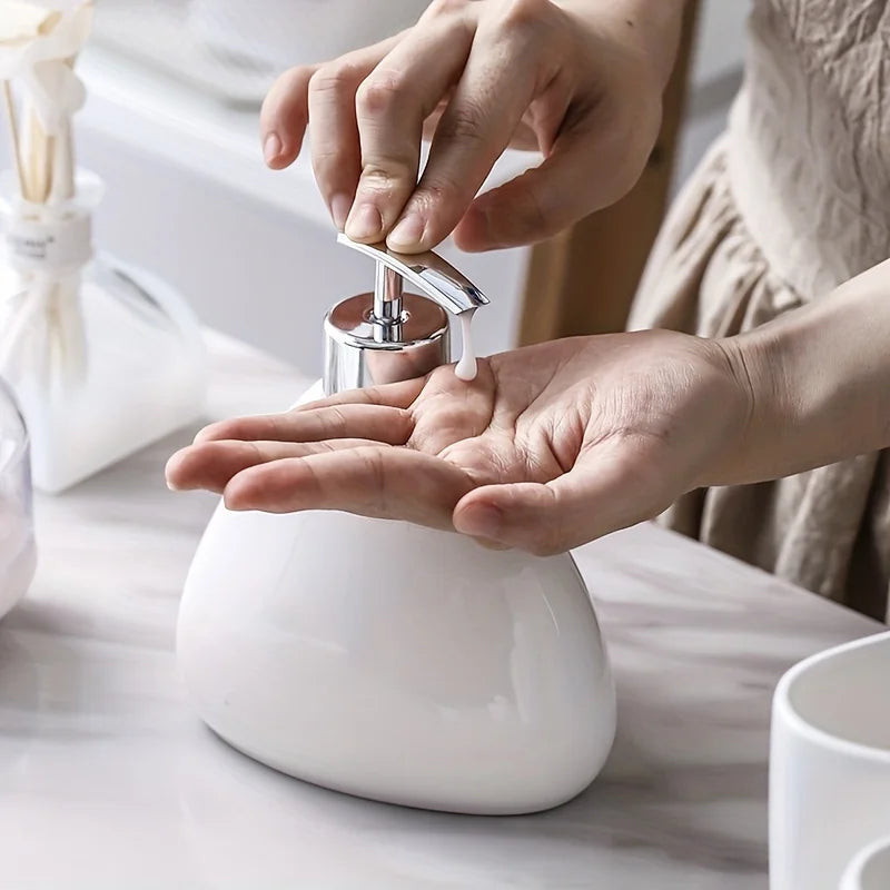 Modern Ceramic 5-Piece Bathroom Set – Dispenser, Tumbler, Toothbrush Holder & Soap Dish