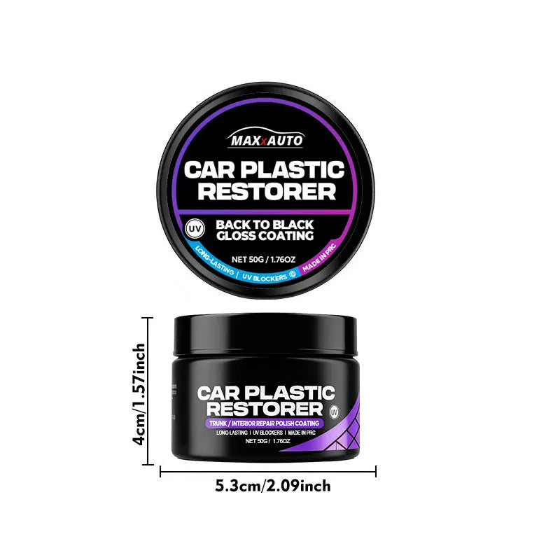 Car Plastic & Interior Restorer – Back-to-Black Gloss Wax for Leather, Panels & Trim