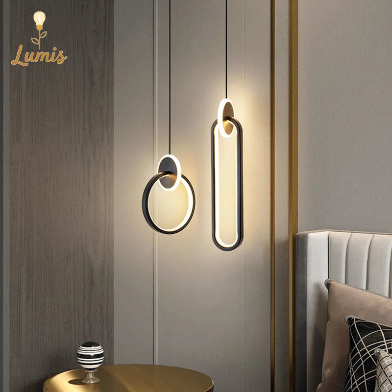 Modern Acrylic LED Ceiling Light | Pendant Chandelier for Living Room, Bedroom & Dining Room | Gold Black Minimalist Design