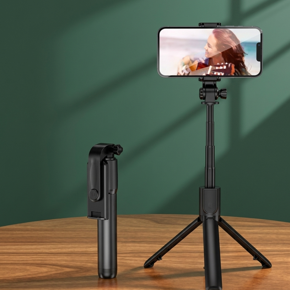 Selfie Stick Tripod with Bluetooth Remote – Extendable to 27in | Portable Phone Stand for Travel, Vlogging & Group Shots