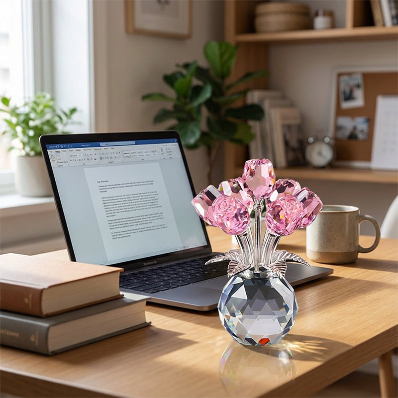 Crystal Rose Figurine in Vase