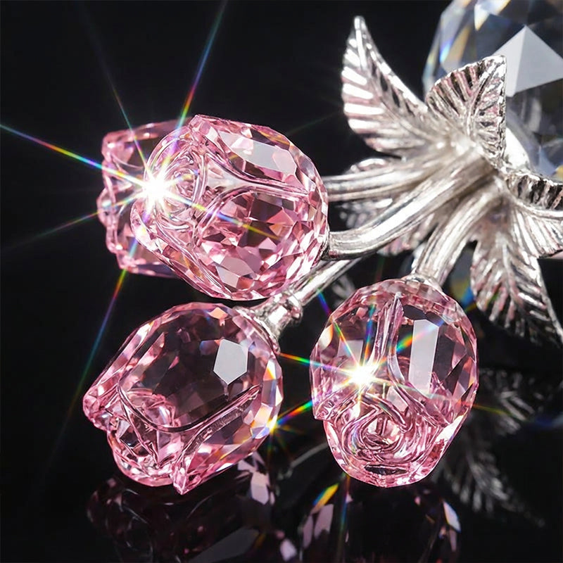 Crystal Rose Figurine in Vase