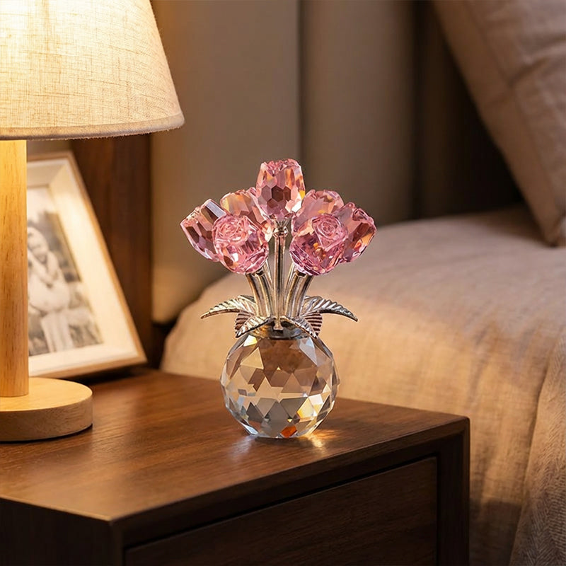 Crystal Rose Figurine in Vase